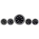 5-Piece Gauge Set Black Face/Chrome Bezel