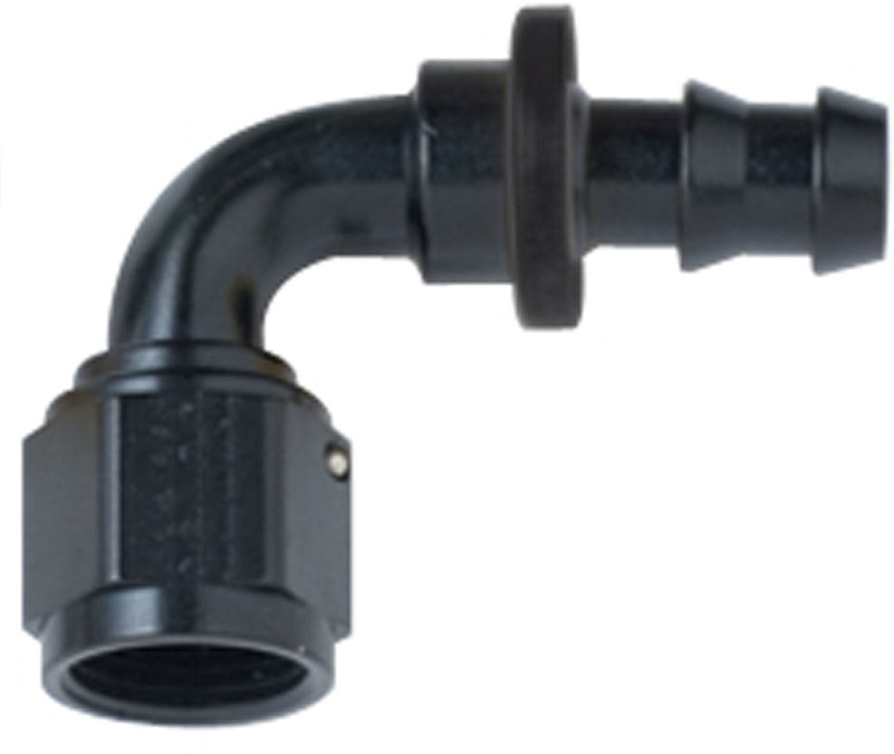 Hose Fitting #12 90 Deg Push Lock Black